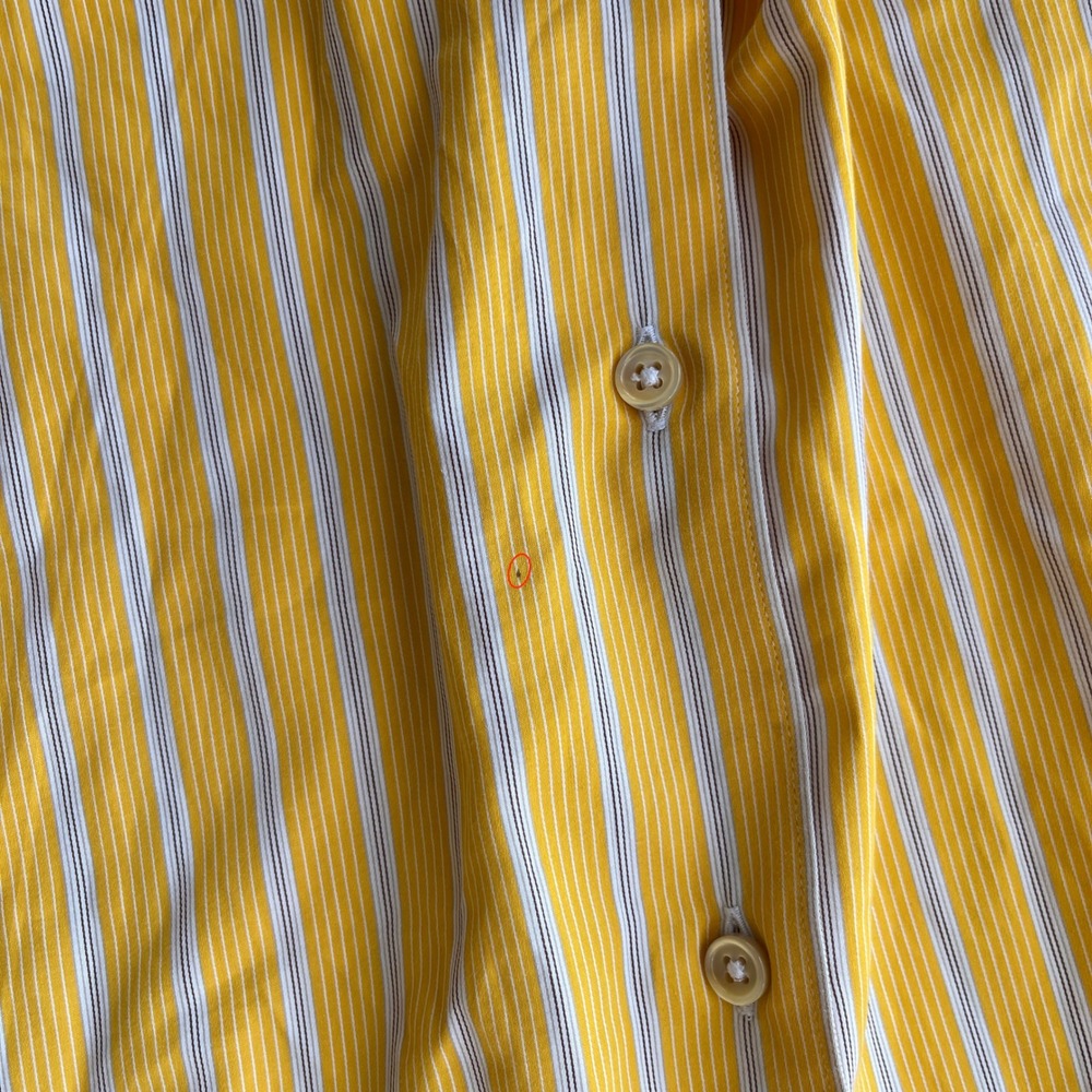Ermenegildo Zegna Shirt Mens Medium Yellow Stripe Made In Italy Cotton Button Up - Picture 7 of 7